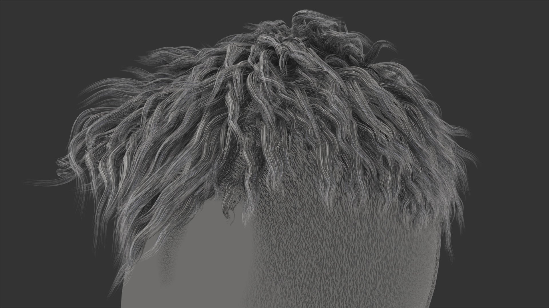 3d model of a cool and messy hair style, made with mesh cards, low polycount, and PBR textures