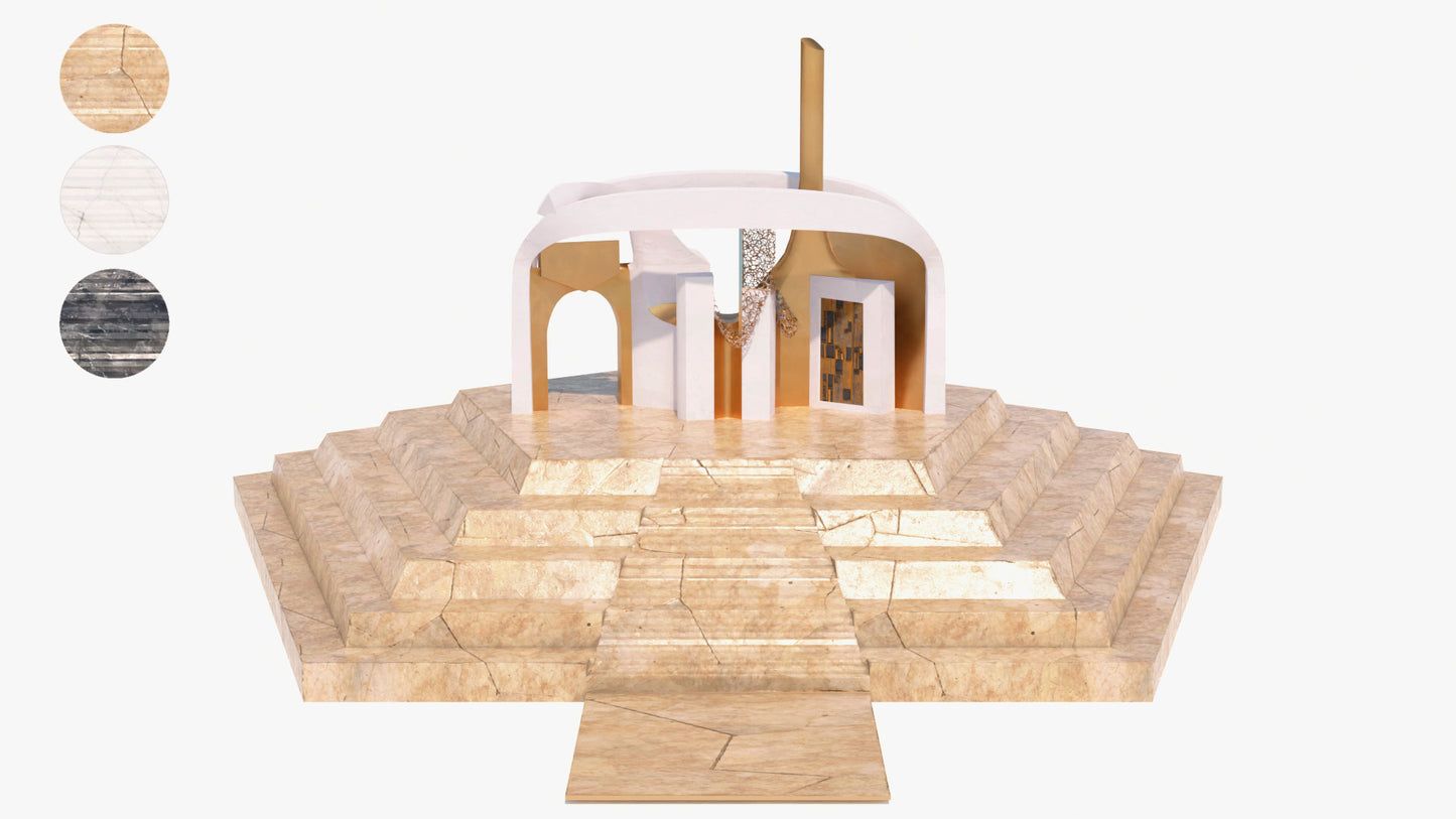 Modern futuristic structure 3D model for Blender, GLB and FBX, PBR, lowpoly