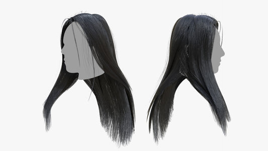 game ready hair 3D model long down over shoulder blender 