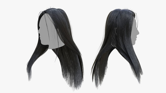 game ready hair 3D model long down over shoulder blender