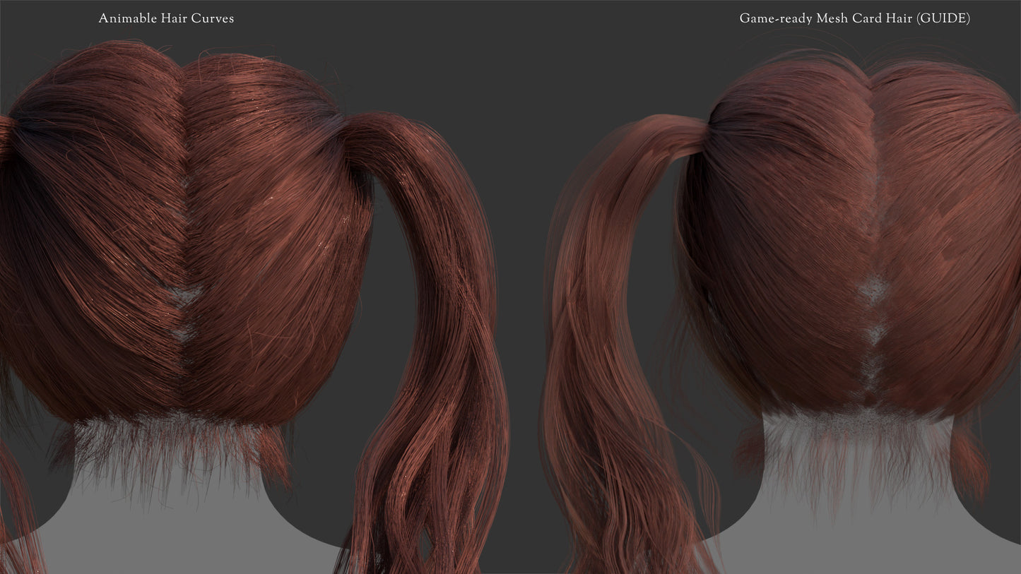 Long Cute Otaku Ponytails | HYBRID | (Mesh & Curves)