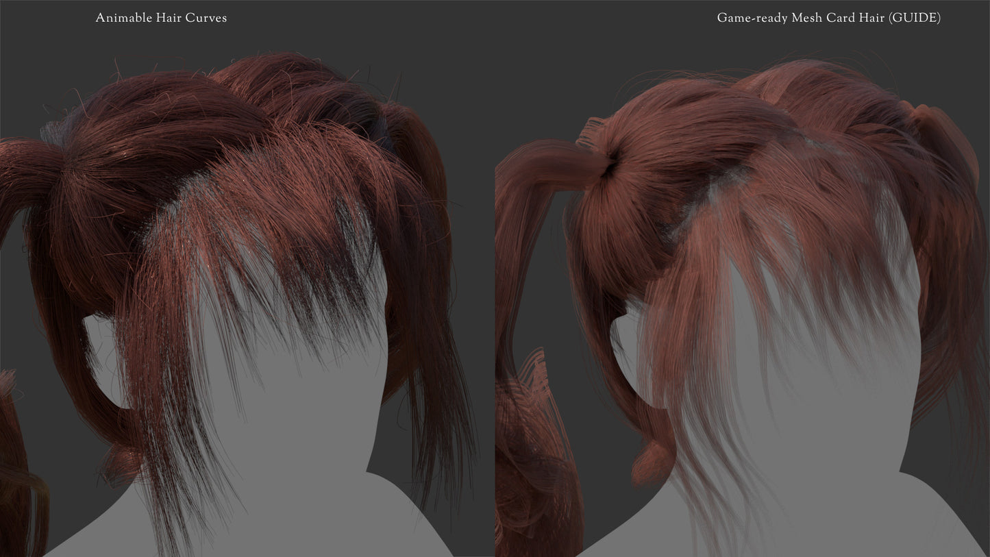 Long Cute Otaku Ponytails | HYBRID | (Mesh & Curves)