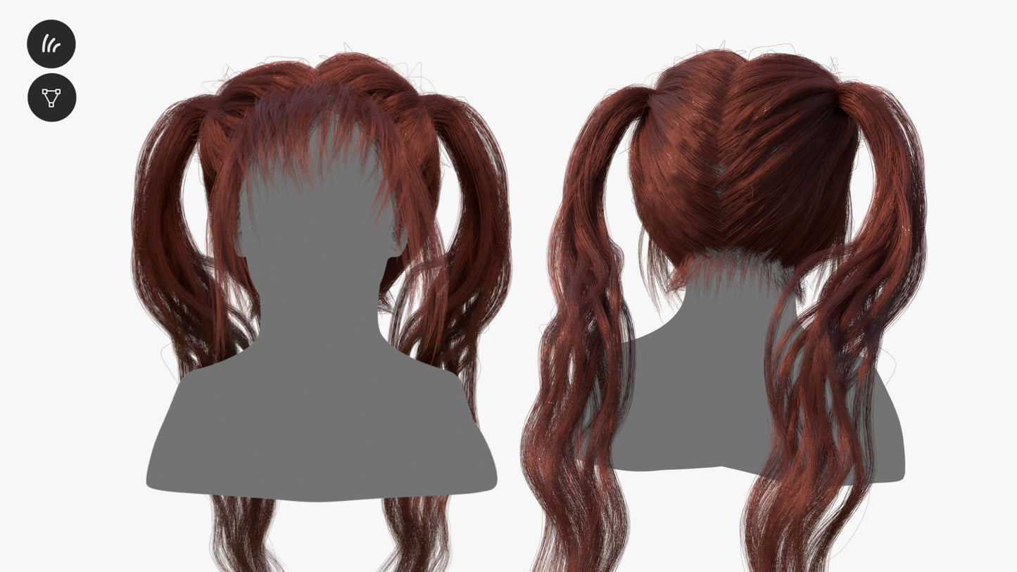 Long Cute Otaku Ponytails | HYBRID | (Mesh & Curves)