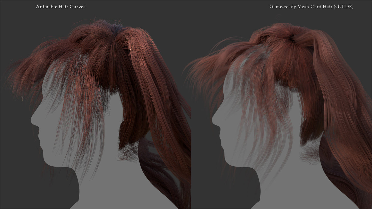 Long Cute Otaku Ponytails | HYBRID | (Mesh & Curves)