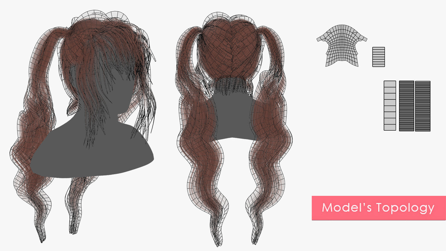 Long Cute Otaku Ponytails | HYBRID | (Mesh & Curves)