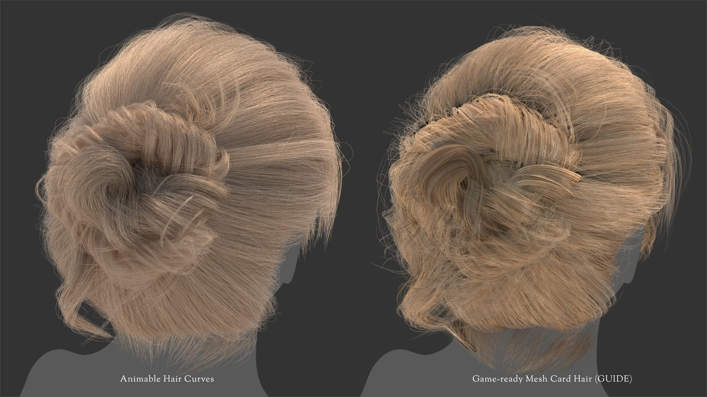 Messy Bun With Bangs | HYBRID | (Mesh & Curves)