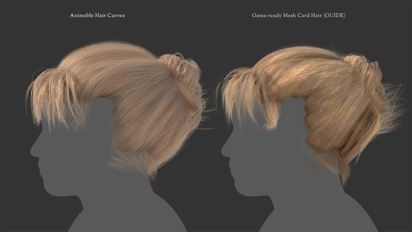 Messy Bun With Bangs | HYBRID | (Mesh & Curves)