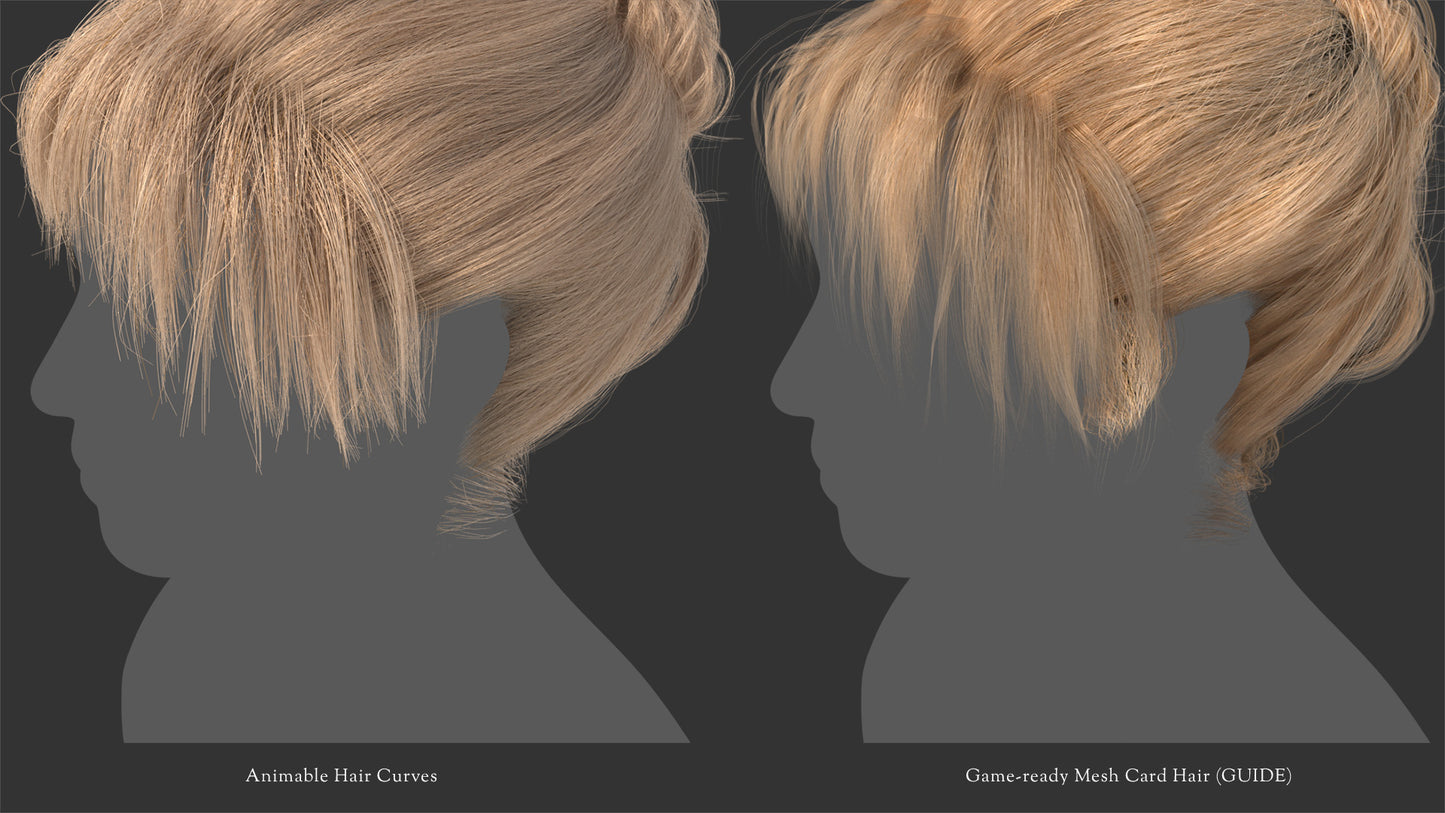 Messy Bun With Bangs | HYBRID | (Mesh & Curves)