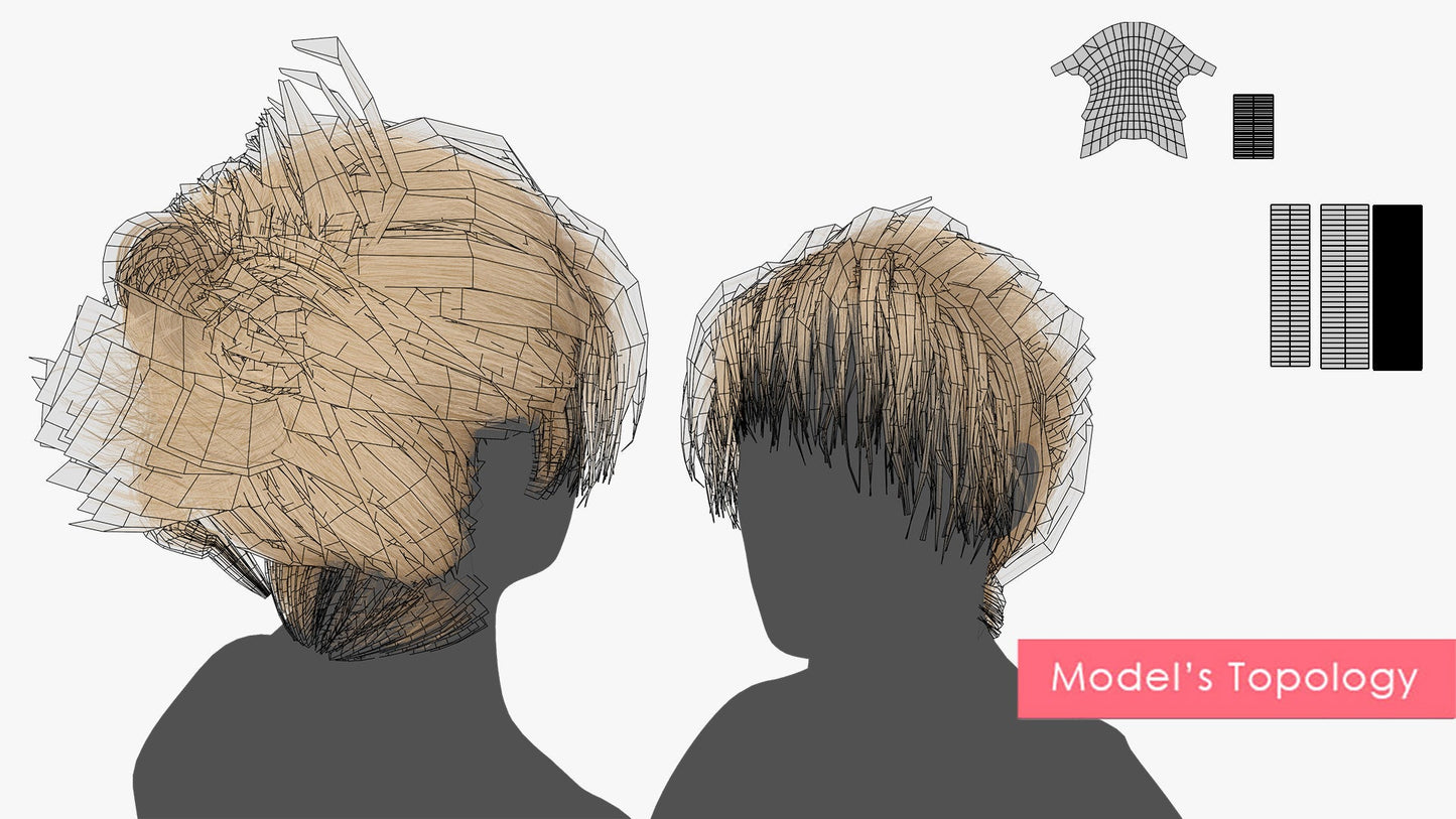 Messy Bun With Bangs | HYBRID | (Mesh & Curves)