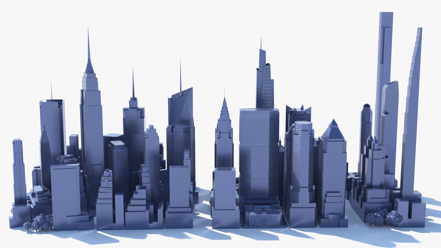 3D model of a miniature New Your City (Manhattan), with all the famous buildings, low polycount and PBR textures.