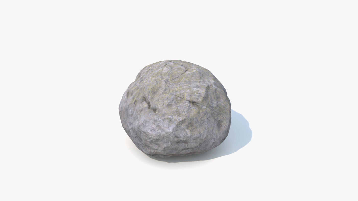 3D model of a mountain rock (boulder), extremely realistic, lowpoly, shaded with PBR materials, this rock is game ready. (FBX, GLB, and Blender files)