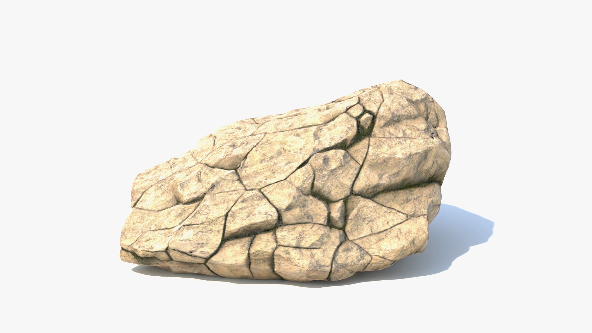 3D model of a mountain rock (boulder), extremely realistic, lowpoly, shaded with PBR materials, this rock is game ready (FBX, GLB, and Blender files)