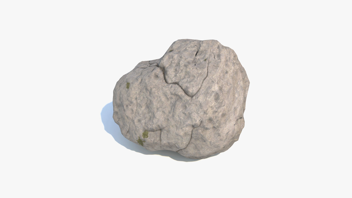 3D model of a mountain rock (boulder), extremely realistic, lowpoly, shaded with PBR materials, this rock is game ready (FBX, GLB, and Blender files)