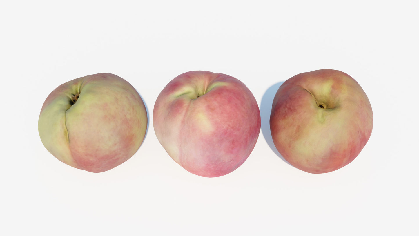 Peach 3D model, scan, lowpoly, PBR textures, Blender, FBX, OBJ, GLB, PBR textures