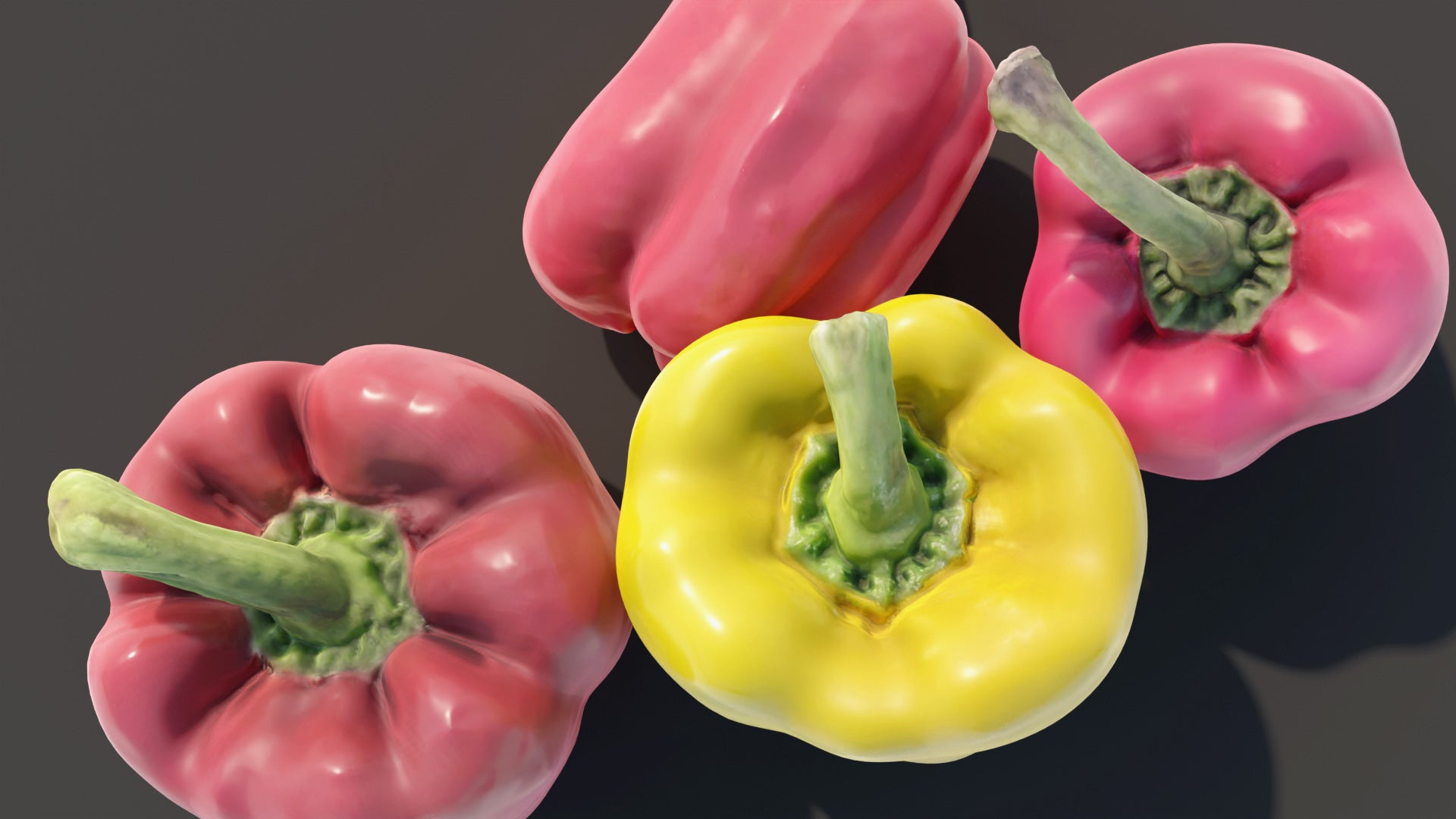 3D model of a piman (Japanese bell pepper) scanned and retopologized with low-poly count and PBR textures