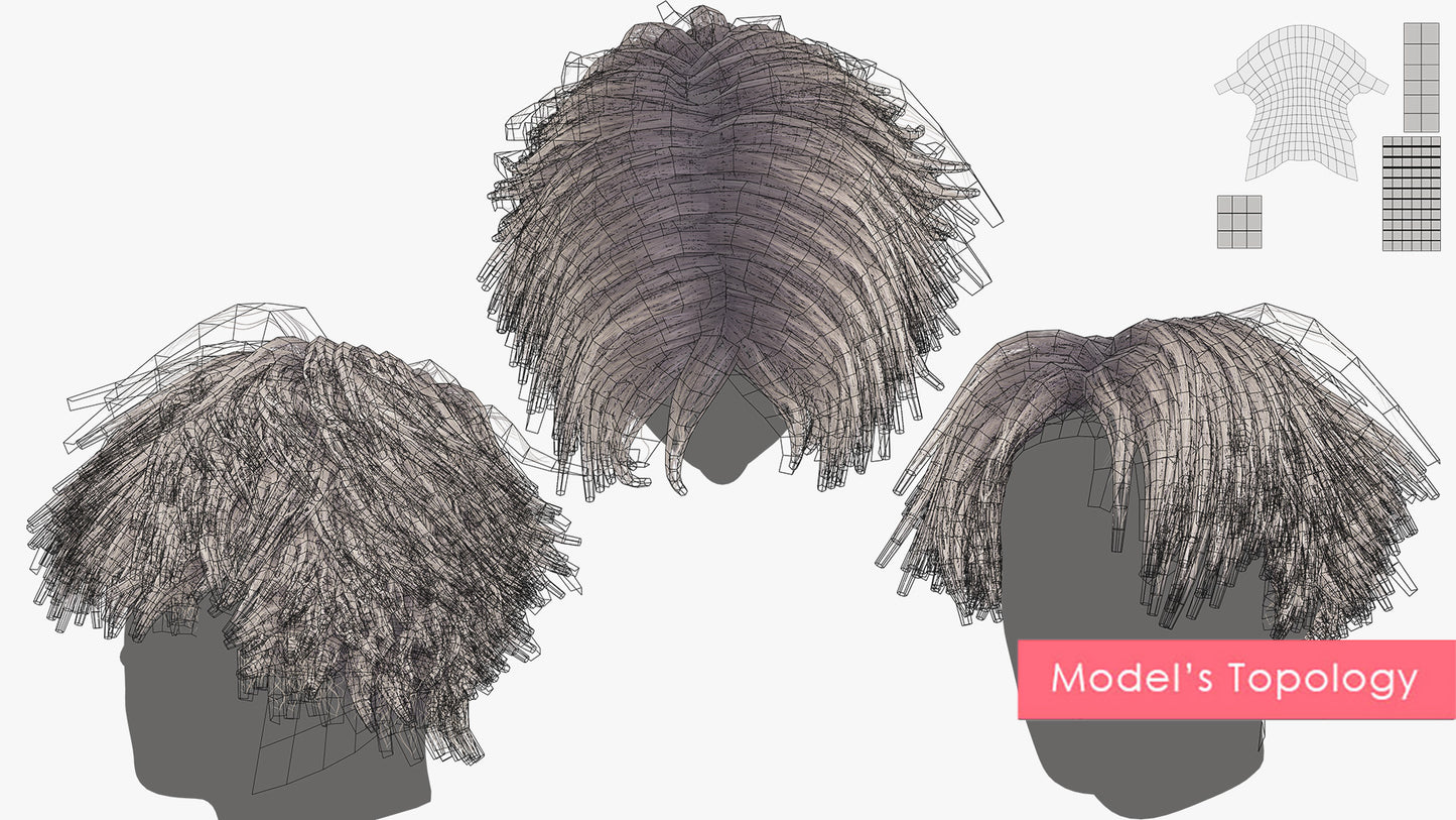 Short Fan-Shaped Hair | Mesh | T4B Wig |