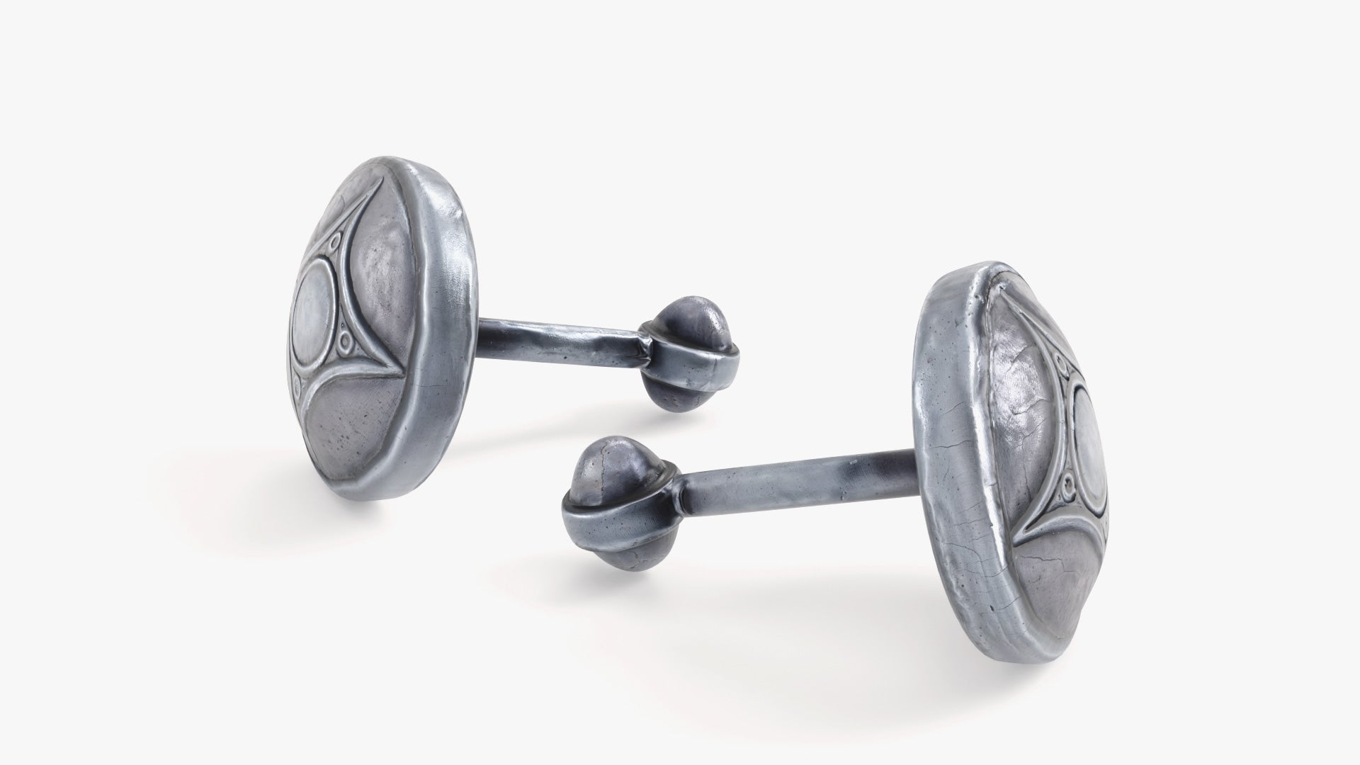 3D model of a silver button earing with a Celtic or Viking runes engraved. Lowpoly and PBR textures make it perfect for game asset