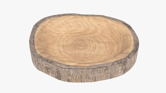 3D model of a serving plate carved out of a tree section. The model had very low polycount, but looks very realistic due to its PBR textures