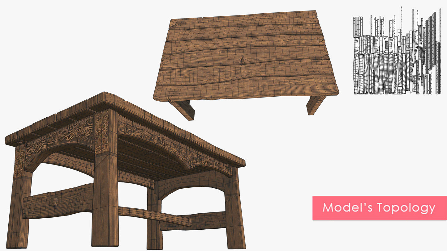 Wood Boards Carved Table