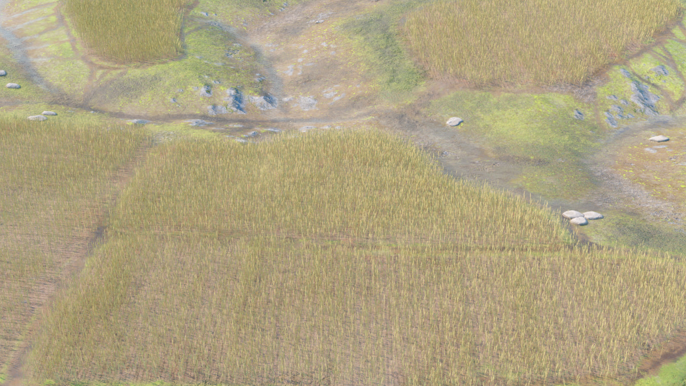 Farmland barley field terrain 3d model for Blender and OBJ with PBR textures