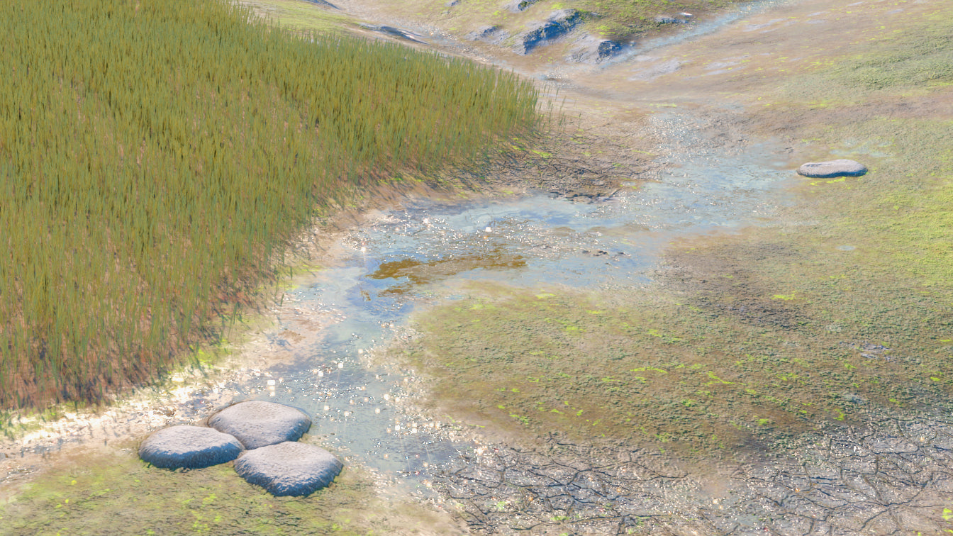 River terrain 3d model for Blender and OBJ with PBR textures