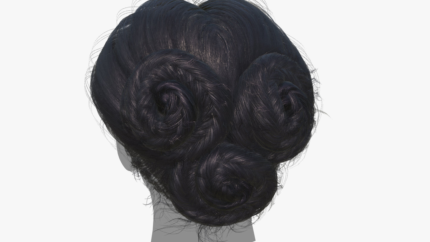 Fishtail Braid Triple Bun Hairdo | Mesh Cards |