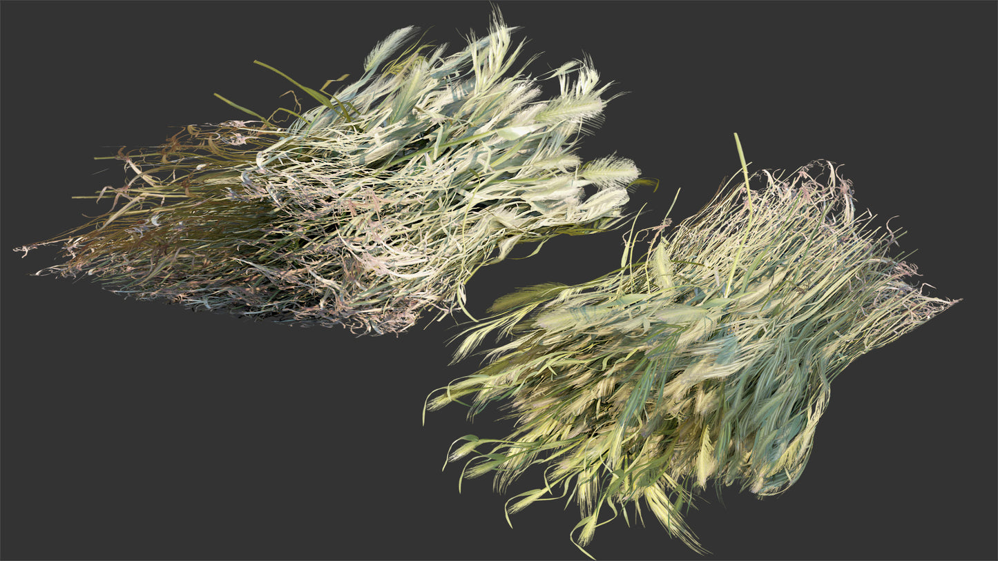 Harvested wheat rolls 3d model for Blender and OBJ with low polycount and PBR textures