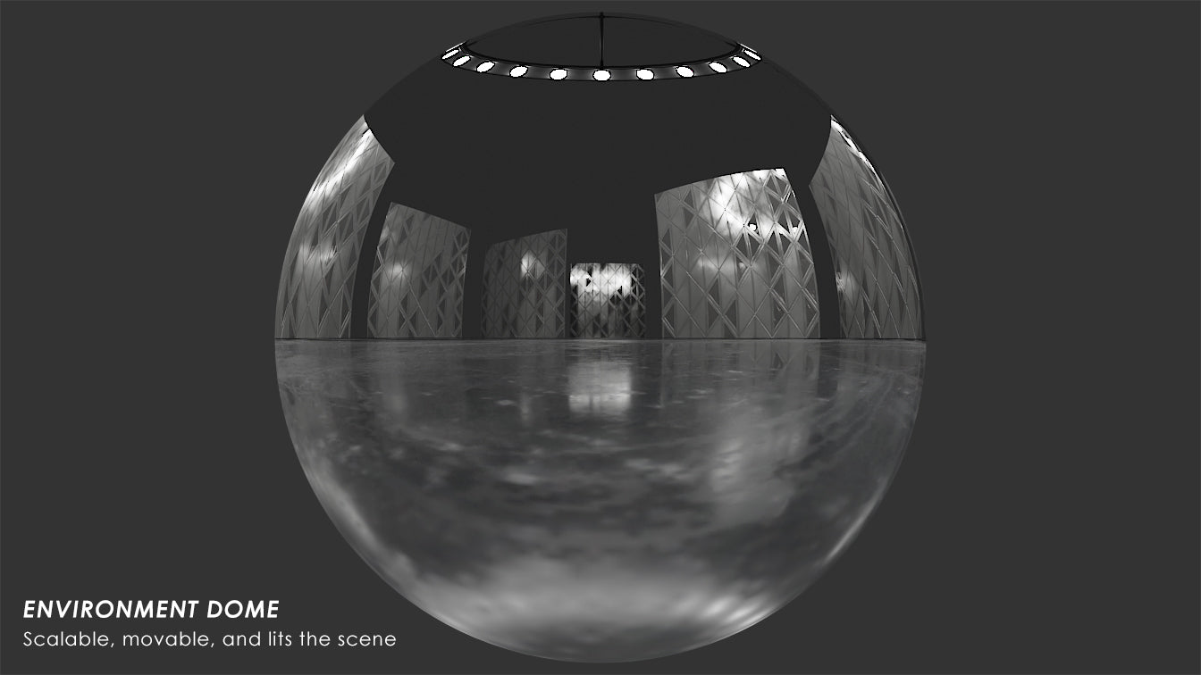 HDRI-38: Dark Triangular Windows | Env. Dome |