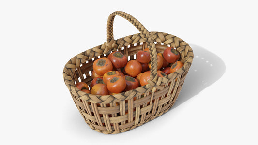 Basket of persimmons 3d model blender OBJ PBR harvest fruit