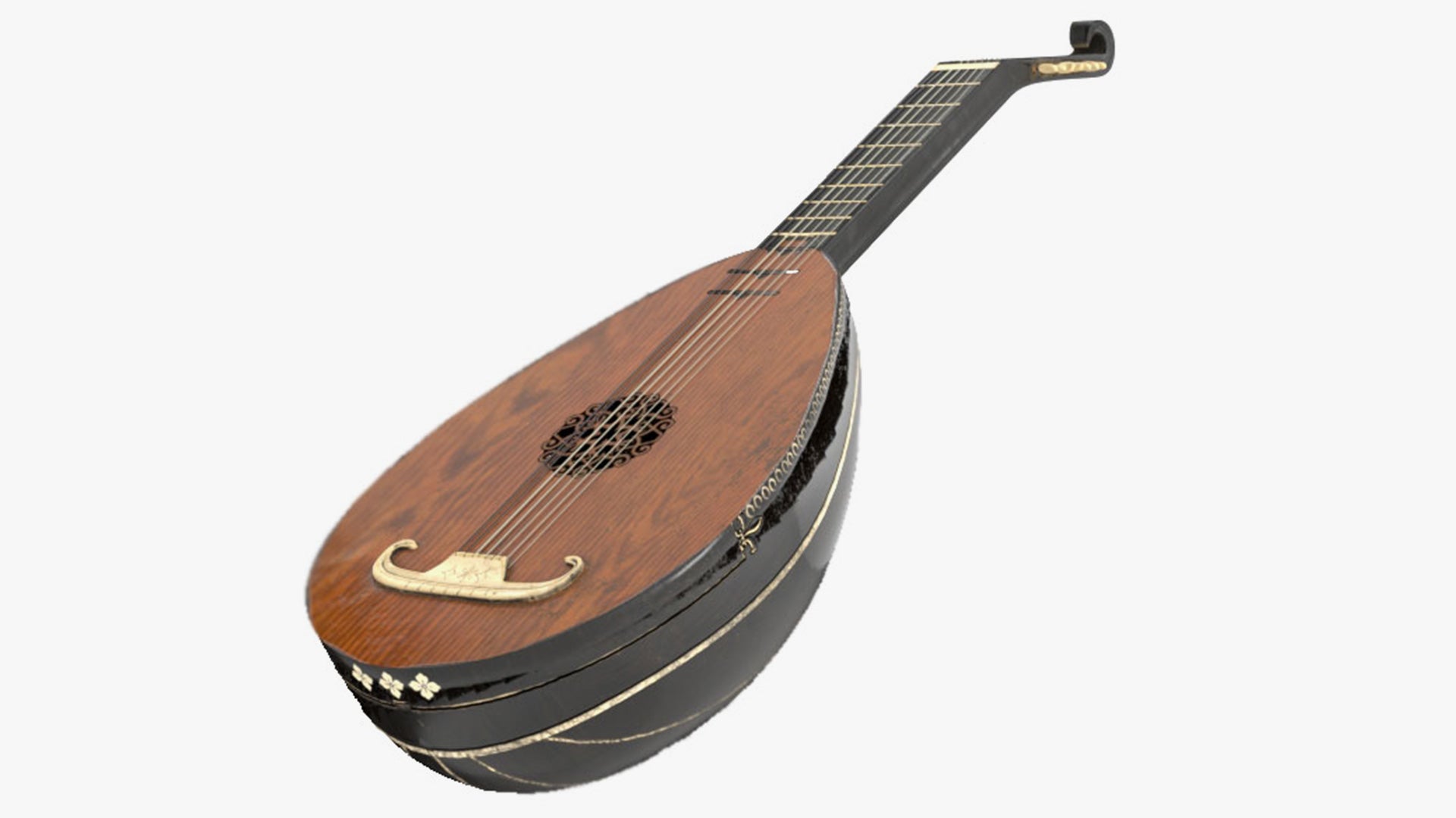 medieval lute black 3d model blender obj