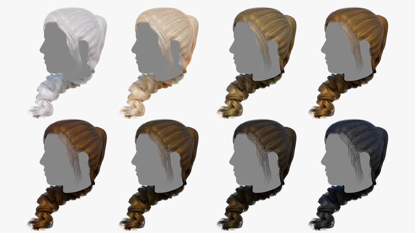 Curly long ponytail hair mesh 3d model blender OBJ