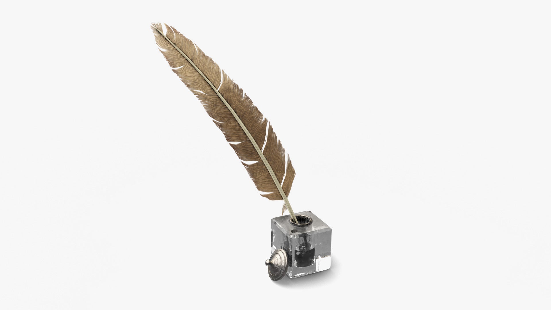 inkwell and quill medieval 3d model blender obj