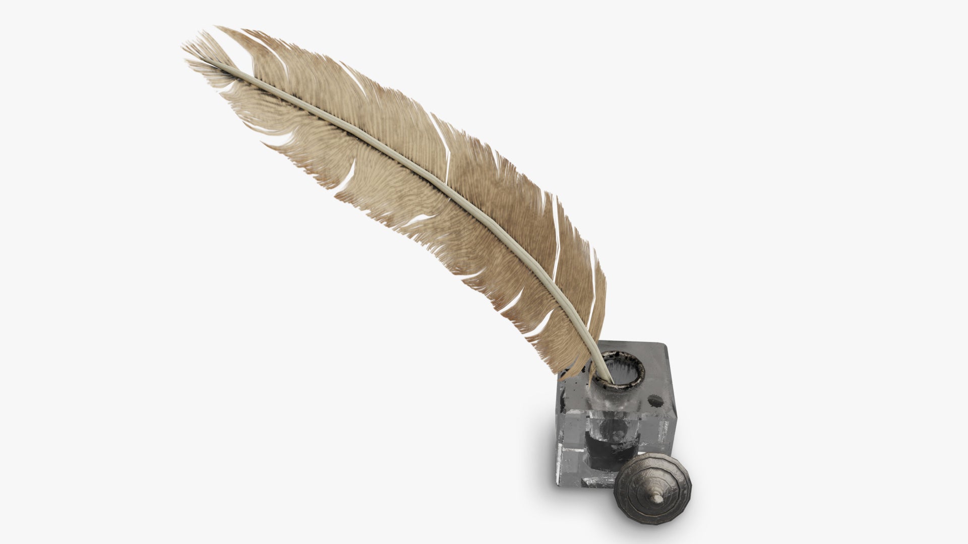inkwell and quill medieval 3d model blender obj