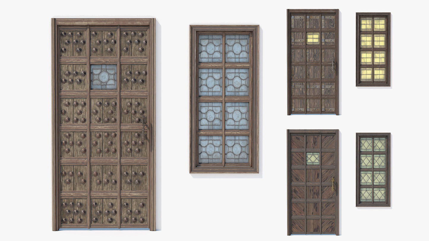 50 Medieval Fantasy Doors & Windows Collection