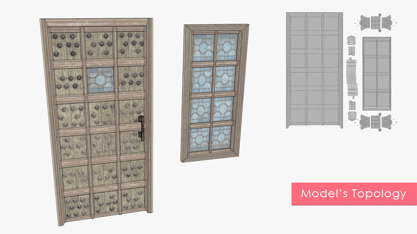50 Medieval Fantasy Doors & Windows Collection