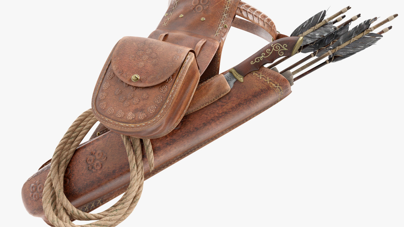 quiver steampunk leather 3d model Blender obj PBR for Blender and OBJ