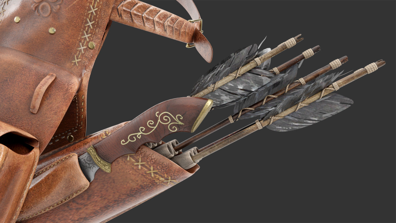 quiver steampunk leather 3d model Blender obj PBR for Blender and OBJ