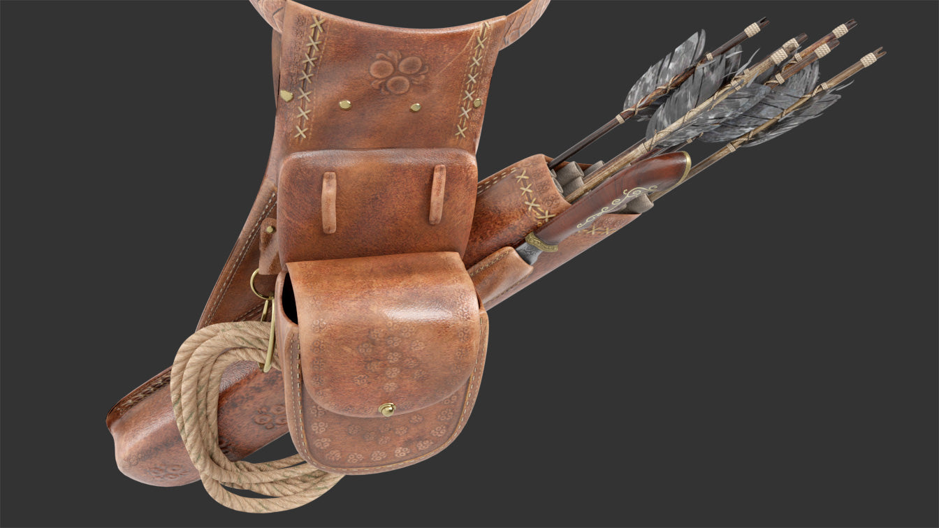 quiver steampunk leather 3d model Blender obj PBR for Blender and OBJ