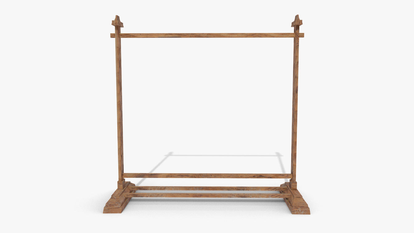 medieval clothes rack wood 3d model Blender OBJ PBR