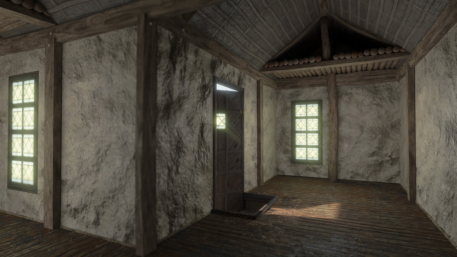 Medieval house wood cabin 3d model Blender OBJ with PBR textures and low-poly