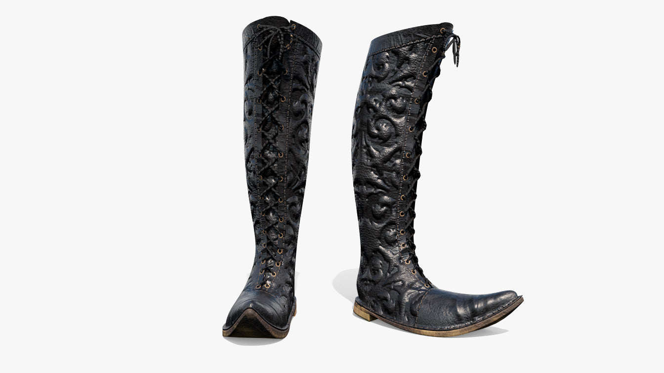 Medieval boots pointy tip 3d model blender obj leather