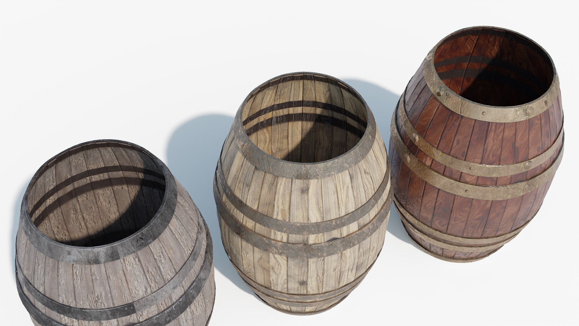 Medieval barrel 3d model Blender OBJ with PBR textures and low-poly