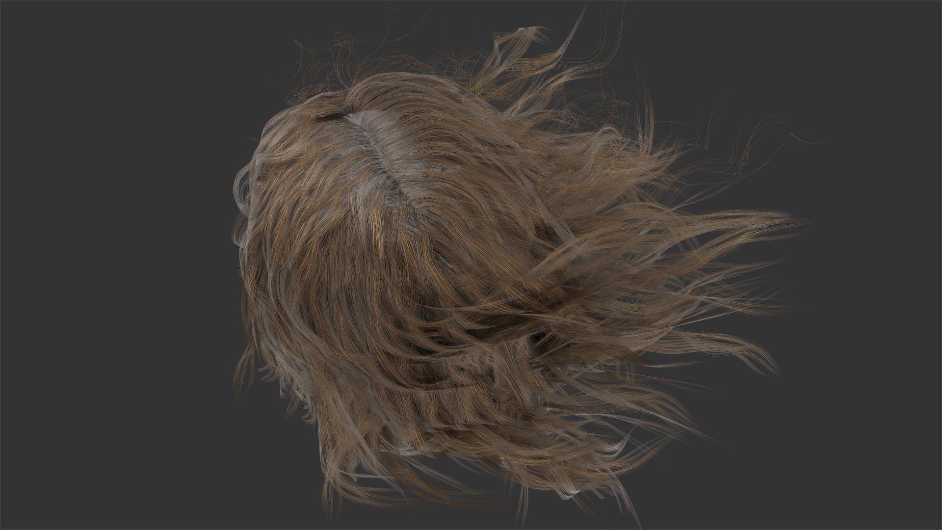 Medium hair mesh cards 3d model realistic for Blender and OBJ with PBR textures and low poly count can be animated