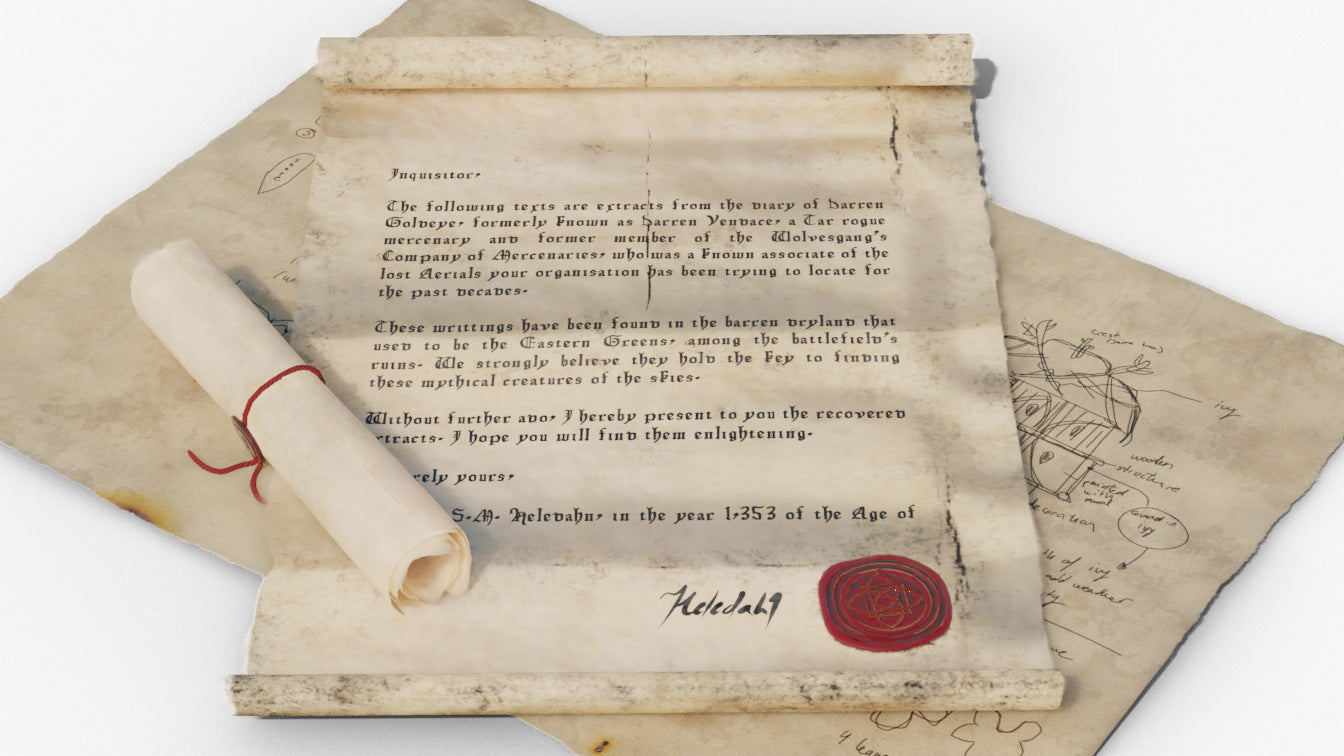 parchment rolls papyrus letters and maps medieval fantasy 3d model blender obj