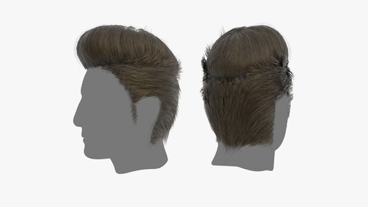 pompadour hair mesh cards 3d model for Blender and OBJ with PBR textures