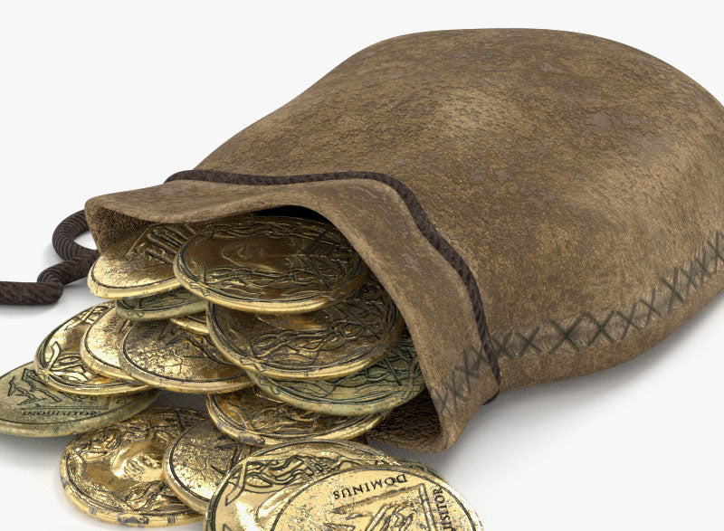 pouch gold coins leather medieval fantasy 3d model blender obj