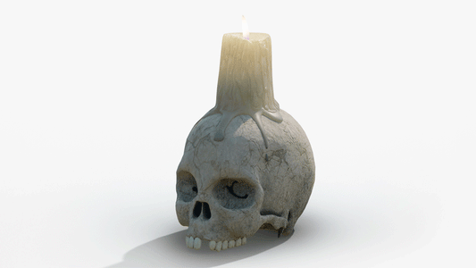 skull lamp with candle medieval fantasy magic 3d model blender obj