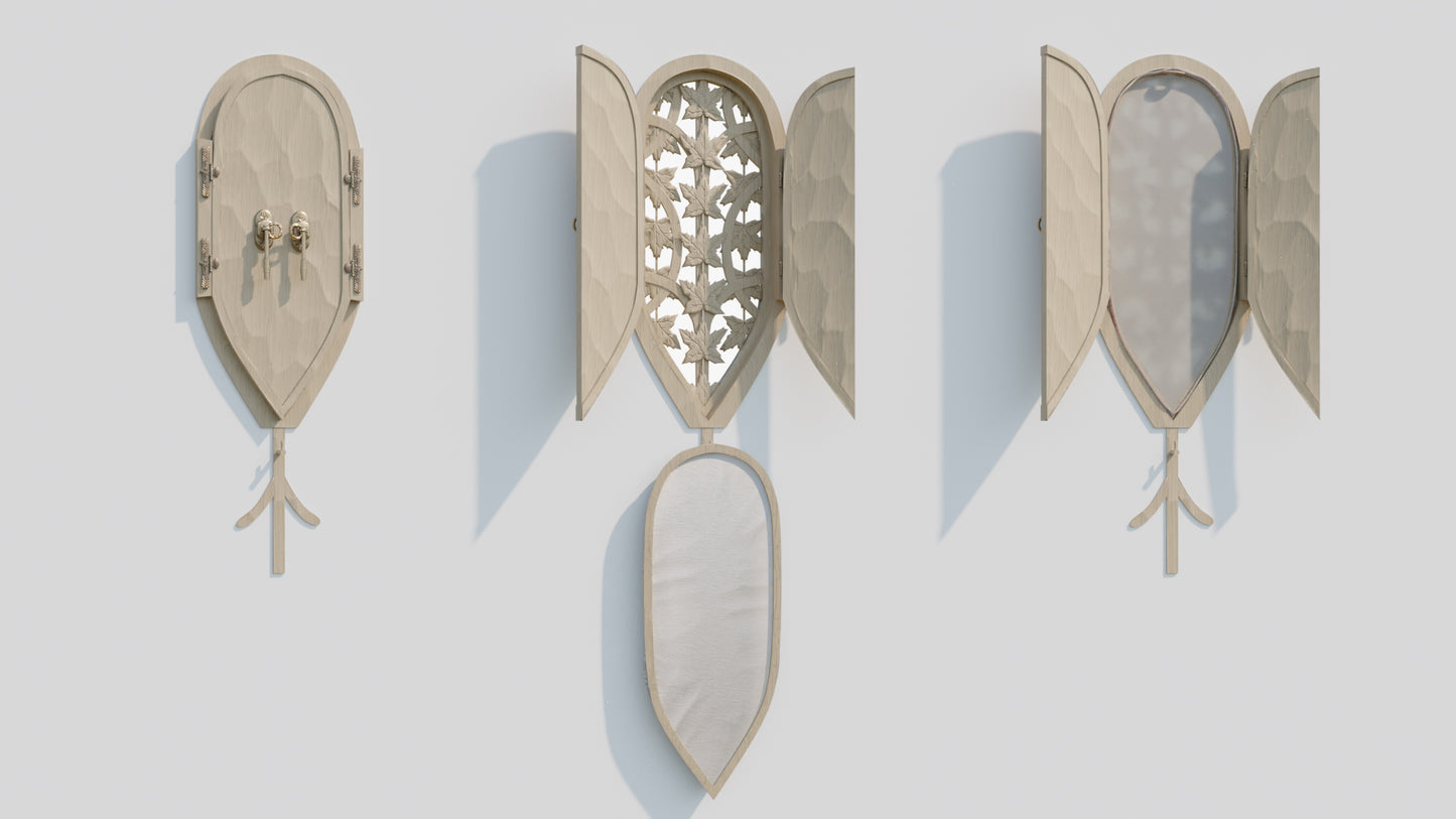 medieval window organic lattice maple leaves 3d model blender obj