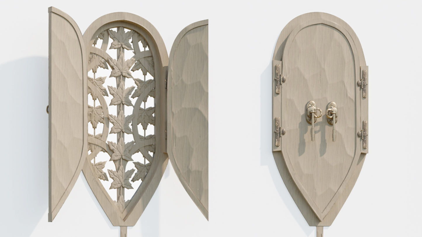 medieval window organic lattice maple leaves 3d model blender obj