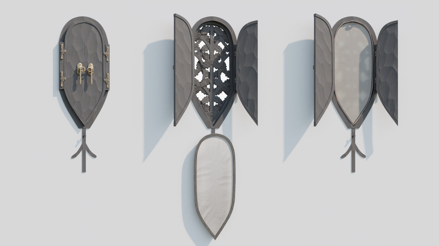 medieval window organic lattice oak leaves 3d model blender obj